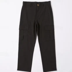 Clearance OUKU Men's Linen Pants Trousers Summer Pants Multi Pocket Straight Leg Plain Comfort Breathable Full Length Outdoor Daily Going out Fashion Streetwear Black White