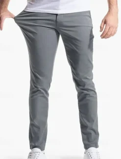 OUKU Men's Linen Pants Trousers Chinos Summer Pants Pocket Plain Comfort Breathable Vacation Daily Holiday Simple Casual Black Khaki