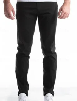 OUKU Men's Linen Pants Trousers Chinos Summer Pants Pocket Plain Comfort Breathable Vacation Daily Holiday Simple Casual Black Khaki
