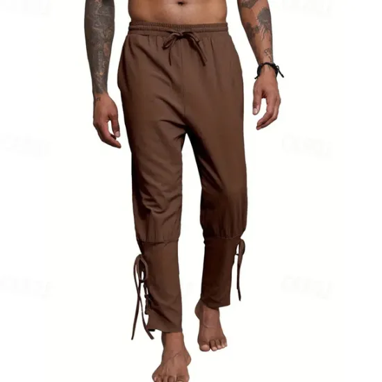 Outlet OUKU Men's Linen Pants Trousers Summer Pants Beach Pants Pocket Drawstring Elastic Waist Plain Comfort Breathable Daily Holiday Vacation Hawaiian Boho ArmyGreen Black