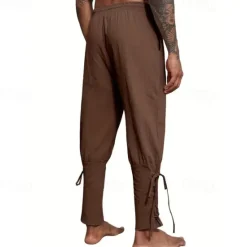 Outlet OUKU Men's Linen Pants Trousers Summer Pants Beach Pants Pocket Drawstring Elastic Waist Plain Comfort Breathable Daily Holiday Vacation Hawaiian Boho ArmyGreen Black