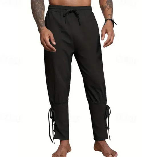 Outlet OUKU Men's Linen Pants Trousers Summer Pants Beach Pants Pocket Drawstring Elastic Waist Plain Comfort Breathable Daily Holiday Vacation Hawaiian Boho ArmyGreen Black