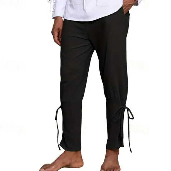 Outlet OUKU Men's Linen Pants Trousers Summer Pants Beach Pants Pocket Drawstring Elastic Waist Plain Comfort Breathable Daily Holiday Vacation Hawaiian Boho ArmyGreen Black