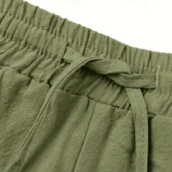 Outlet OUKU Men's Linen Pants Trousers Summer Pants Beach Pants Pocket Drawstring Elastic Waist Plain Comfort Breathable Daily Holiday Vacation Hawaiian Boho ArmyGreen Black