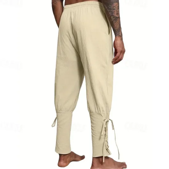 Outlet OUKU Men's Linen Pants Trousers Summer Pants Beach Pants Pocket Drawstring Elastic Waist Plain Comfort Breathable Daily Holiday Vacation Hawaiian Boho ArmyGreen Black
