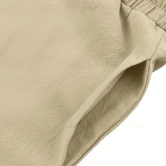 Outlet OUKU Men's Linen Pants Trousers Summer Pants Beach Pants Pocket Drawstring Elastic Waist Plain Comfort Breathable Daily Holiday Vacation Hawaiian Boho ArmyGreen Black
