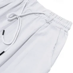 OUKU Men's Linen Pants Trousers Summer Pants Beach Pants Pocket Drawstring Elastic Waist Plain Comfort Breathable Vacation Daily Holiday Hawaiian Boho Black White