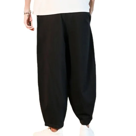 Discount OUKU Men's Linen Pants Trousers Summer Pants Beach Pants Pleated Pants Drawstring Elastic Waist Plain Comfort Outdoor Daily Holiday Fashion Casual Gray Green Black Inelastic