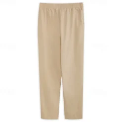 OUKU Men's Linen Pants Trousers Summer Pants Beach Pants Drawstring Elastic Waist Plain Comfort Breathable Outdoor Daily Going out Fashion Streetwear Black White