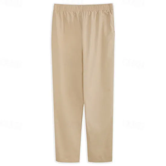 OUKU Men's Linen Pants Trousers Summer Pants Beach Pants Drawstring Elastic Waist Plain Comfort Breathable Outdoor Daily Going out Fashion Streetwear Black White