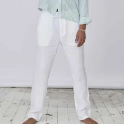 Hot OUKU Men's Linen Pants Trousers Summer Pants Pocket Plain Comfort Breathable Daily Casual Black White
