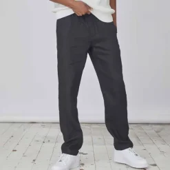 Hot OUKU Men's Linen Pants Trousers Summer Pants Pocket Plain Comfort Breathable Daily Casual Black White
