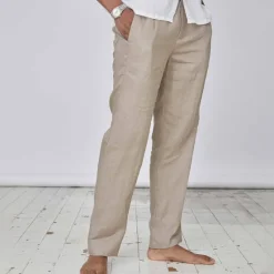 Hot OUKU Men's Linen Pants Trousers Summer Pants Pocket Plain Comfort Breathable Daily Casual Black White