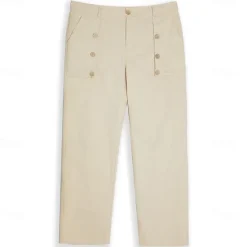 Sale OUKU Men's Linen Pants Trousers Summer Pants Buttons Front Pocket Pleats Plain Comfort Breathable Full Length Casual Daily Streetwear Ethnic Style Retro Vintage Black White