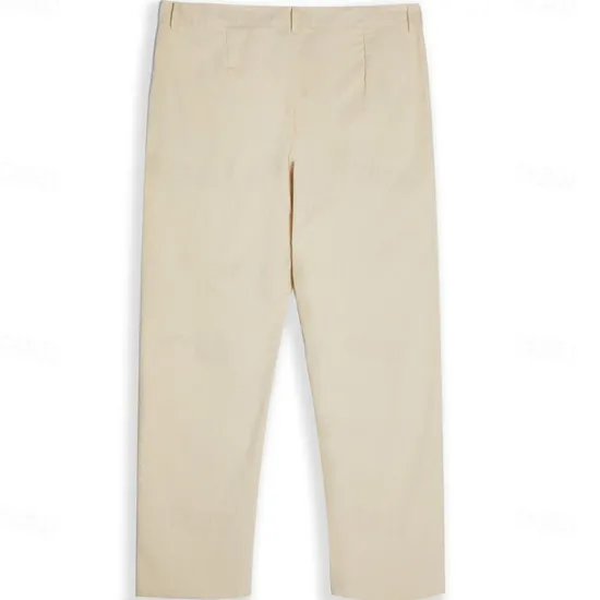 Sale OUKU Men's Linen Pants Trousers Summer Pants Buttons Front Pocket Pleats Plain Comfort Breathable Full Length Casual Daily Streetwear Ethnic Style Retro Vintage Black White