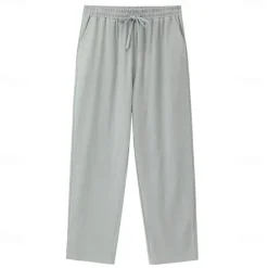 Online OUKU Men's Linen Pants Trousers Beach Pants Pocket Drawstring Plain Comfort Breathable Daily Stylish Hip Hop Black White Micro-elastic