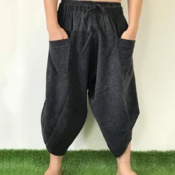 Hot OUKU Men's Linen Pants Trousers Summer Pants Beach Pants Drawstring Elastic Waist Drop Crotch Plain Comfort Breathable Outdoor Daily Streetwear Linen / Cotton Blend Stylish Casual Blue Micro-elastic Black