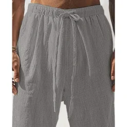 Best OUKU Men's Linen Pants Trousers Summer Pants Front Pocket Straight Leg Plain Comfort Breathable Full Length Casual Daily Holiday Fashion Basic Black White