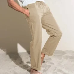 Best OUKU Men's Linen Pants Trousers Summer Pants Pocket Plain Comfort Breathable Outdoor Daily Going out Fashion Casual Black White
