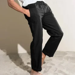 Best OUKU Men's Linen Pants Trousers Summer Pants Pocket Plain Comfort Breathable Outdoor Daily Going out Fashion Casual Black White