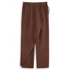 Best OUKU Men's Linen Pants Trousers Summer Pants Drawstring Elastic Waist Straight Leg Plain Comfort Breathable Full Length Casual Daily Holiday Fashion Classic Style White Brown