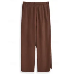Best OUKU Men's Linen Pants Trousers Summer Pants Drawstring Elastic Waist Straight Leg Plain Comfort Breathable Full Length Casual Daily Holiday Fashion Classic Style White Brown