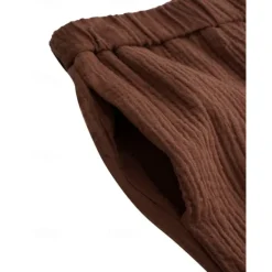 Best OUKU Men's Linen Pants Trousers Summer Pants Drawstring Elastic Waist Straight Leg Plain Comfort Breathable Full Length Casual Daily Holiday Fashion Classic Style White Brown
