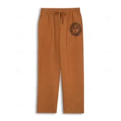 Discount OUKU Men's Linen Pants Trousers Summer Pants Beach Pants Print Straight Leg Graphic Sun Soft Outdoor Full Length Home Casual Daily Fashion Streetwear White Blue Micro-elastic