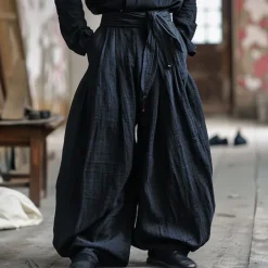 New OUKU Men's Linen Pants Trousers Summer Pants Baggy Pants Beach Pants Elastic Waist Plain Comfort Breathable Vacation Daily Holiday Vintage Boho White Navy Blue