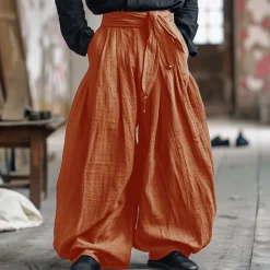 New OUKU Men's Linen Pants Trousers Summer Pants Baggy Pants Beach Pants Elastic Waist Plain Comfort Breathable Vacation Daily Holiday Vintage Boho White Navy Blue