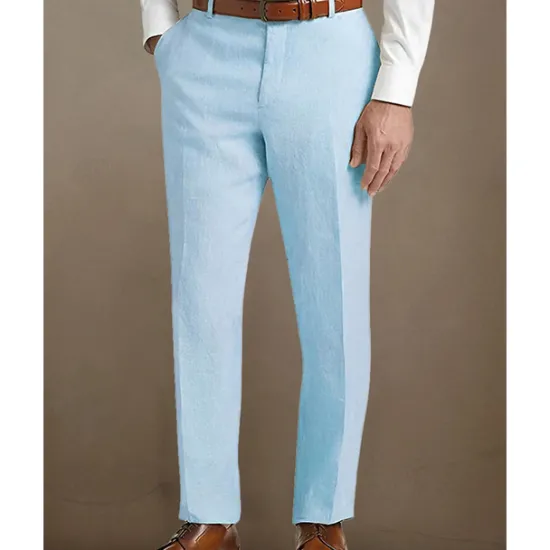 Best OUKU Men's Linen Pants Trousers Summer Pants Beach Pants Pocket Buttons Plain Comfort Breathable Vacation Daily Holiday Hawaiian Boho Black White