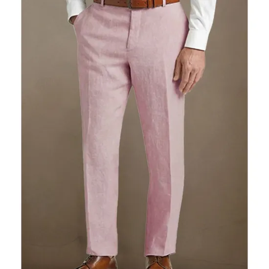 Best OUKU Men's Linen Pants Trousers Summer Pants Beach Pants Pocket Buttons Plain Comfort Breathable Vacation Daily Holiday Hawaiian Boho Black White