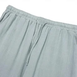 New OUKU Men's Linen Pants Trousers Summer Pants Front Pocket Pleats Straight Leg Plain Comfort Breathable Full Length Casual Daily Holiday Fashion Basic Dark Khaki Black Micro-elastic