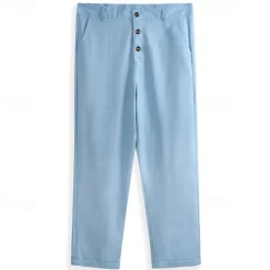 New OUKU Men's Linen Pants Trousers Summer Pants Beach Pants Front Pocket Straight Leg Plain Comfort Breathable Business Casual Daily Fashion Holiday Black White