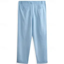 New OUKU Men's Linen Pants Trousers Summer Pants Beach Pants Front Pocket Straight Leg Plain Comfort Breathable Business Casual Daily Fashion Holiday Black White