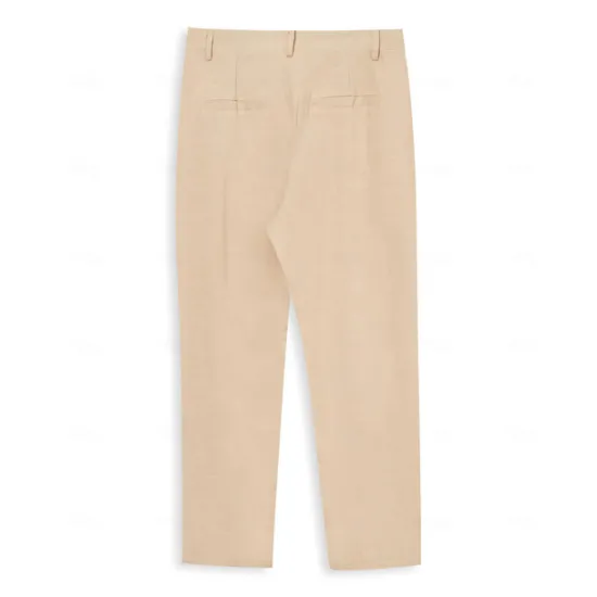 OUKU Men's Linen Pants Trousers Summer Pants Beach Pants Front Pocket Straight Leg Plain Comfort Breathable Casual Daily Holiday Fashion Basic Black White