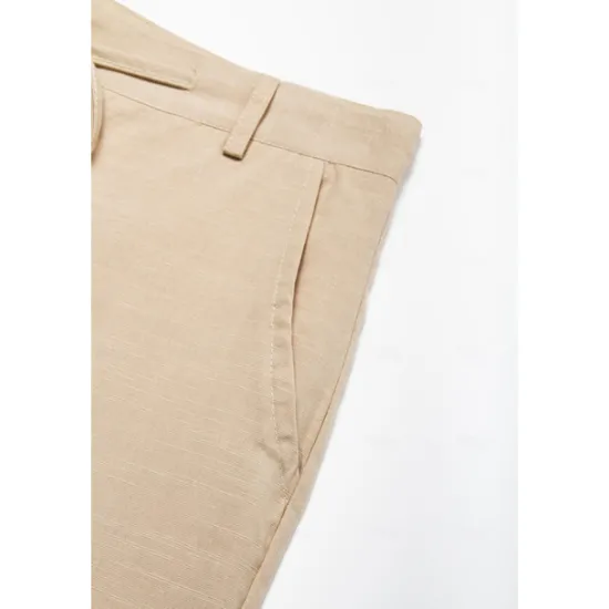 OUKU Men's Linen Pants Trousers Summer Pants Beach Pants Front Pocket Straight Leg Plain Comfort Breathable Casual Daily Holiday Fashion Basic Black White