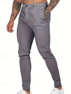 Best OUKU Men's Linen Pants Trousers Chinos Summer Pants Pocket Plain Comfort Breathable Vacation Daily Holiday Simple Casual Black Khaki