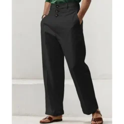 Clearance OUKU Men's Linen Pants Trousers Summer Pants Beach Pants Front Pocket Straight Leg Plain Comfort Breathable Casual Daily Holiday Fashion Basic Black White