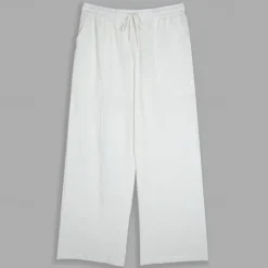 Outlet OUKU Men's Linen Pants Trousers Summer Pants Baggy Pants Beach Pants Drawstring Elastic Waist Straight Leg Plain Comfort Breathable Full Length Outdoor Daily Holiday Vacation Fashion Black White