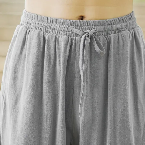 Sale OUKU Men's Linen Pants Trousers Summer Pants Beach Pants Pocket Drawstring Elastic Waist Plain Comfort Breathable Daily Holiday Vacation Hawaiian Boho Black Navy Blue