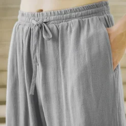 Sale OUKU Men's Linen Pants Trousers Summer Pants Beach Pants Pocket Drawstring Elastic Waist Plain Comfort Breathable Daily Holiday Vacation Hawaiian Boho Black Navy Blue