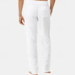 New OUKU Men's Linen Pants Trousers Summer Pants Beach Pants Pocket Drawstring Elastic Waist Plain Comfort Breathable Vacation Daily Holiday Hawaiian Boho Black White