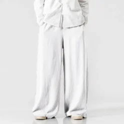 Clearance OUKU Men's Linen Pants Trousers Summer Pants Beach Pants Elastic Waist Wide Leg Flowy Plain Comfort Outdoor Daily Going out Hip-Hop Yoga White Yellow