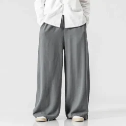 Clearance OUKU Men's Linen Pants Trousers Summer Pants Beach Pants Elastic Waist Wide Leg Flowy Plain Comfort Outdoor Daily Going out Hip-Hop Yoga White Yellow