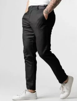 Best OUKU Men's Linen Pants Trousers Chinos Summer Pants Pocket Plain Comfort Breathable Vacation Daily Holiday Simple Casual Dark Brown Black