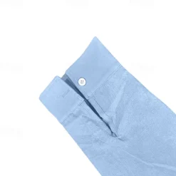 Clearance OUKU Men's Linen Shirt Black White Light Blue Long Sleeve Plain Grandad Collar Vacation Hawaiian Button Up Clothing Apparel Casual Fashion