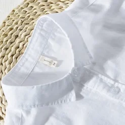 Sale OUKU Men's Linen Shirt Summer Shirt Beach Shirt White Red Blue Long Sleeve Plain Turndown Spring & Summer Casual Daily Clothing Apparel Front Pocket