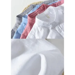 Sale OUKU Men's Linen Shirt Summer Shirt Beach Shirt White Red Blue Long Sleeve Plain Turndown Spring & Summer Casual Daily Clothing Apparel Front Pocket