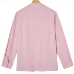 Online OUKU Men's Linen Shirt Summer Shirt Beach Wear Casual Shirt Button Up Shirt Plain Casual Daily Light Yellow White Pink Dark Navy Long Sleeve Spring & Summer Clothing Apparel